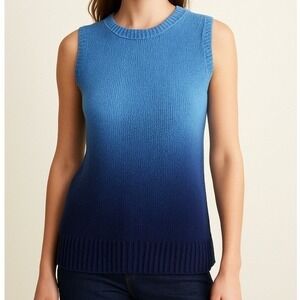 J. McLaughlin Blue‎ Ombre Sleeveless Knit Sweater Tank Top Medium Classic Size M